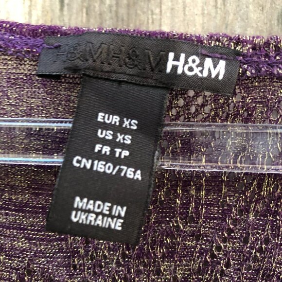 H&M Purple Sheer Shimmer Cap Sleeve Top Size XS - Picture 5 of 7